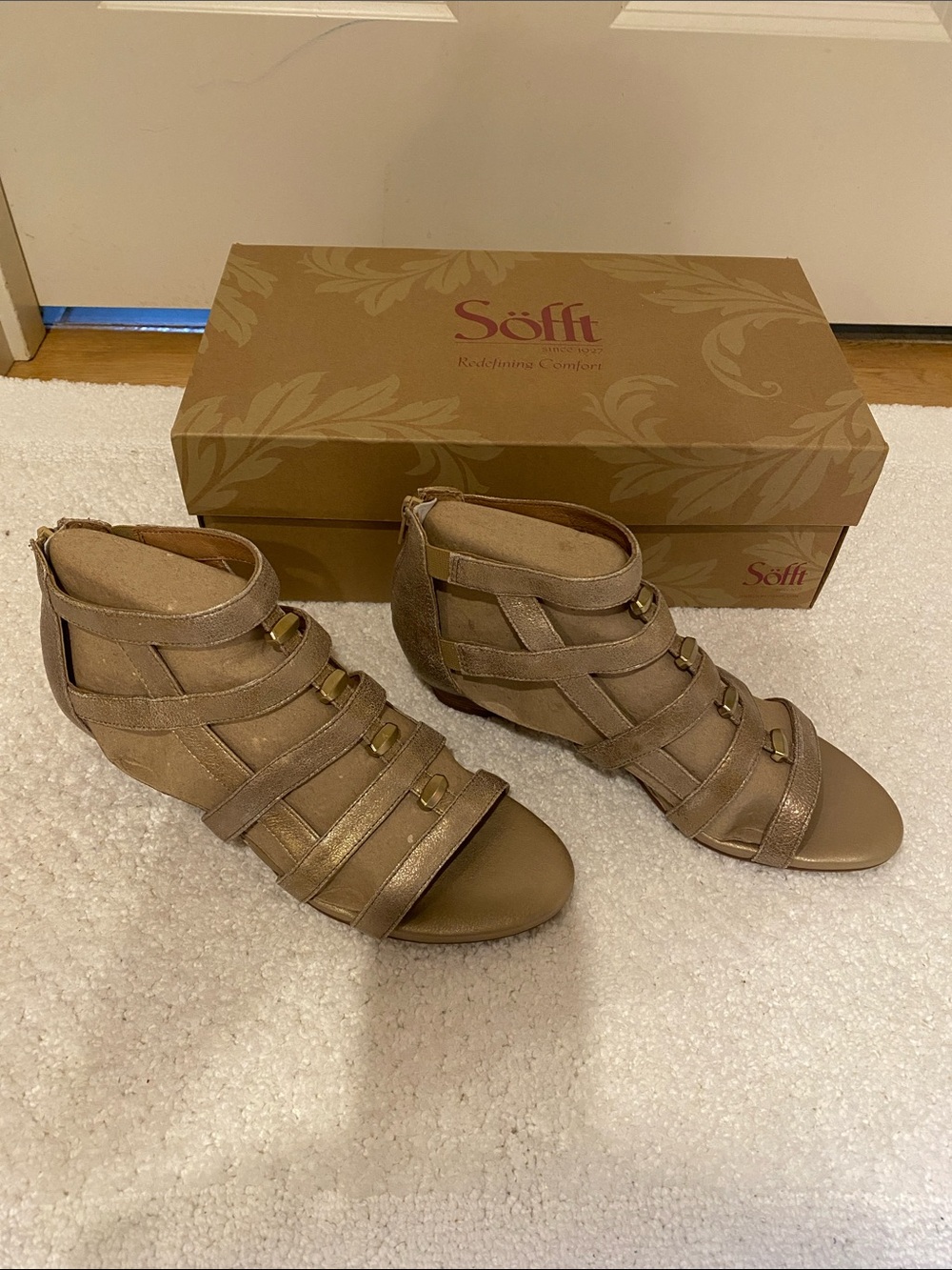 Söfft Bronze Strappy Wedge Sandals